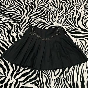 Urban outfitters UO grunge punk emo black chain pleated Stella mini skirt size S